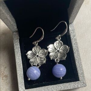 🌹 20 for $20 Lace agate gemstone flower earrings 2"